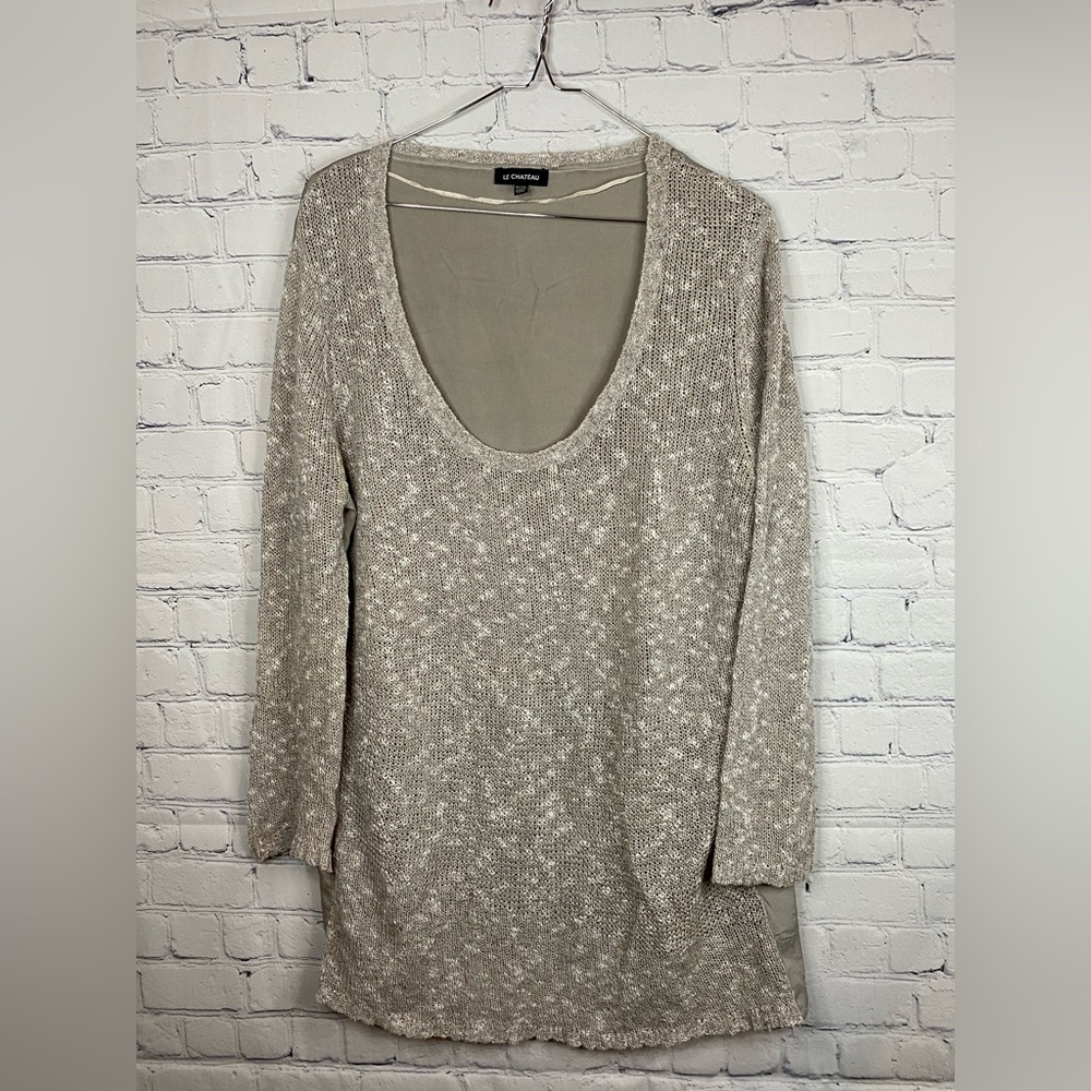 Le Chateau beautiful knit and sheer like panel sweater. Size XL